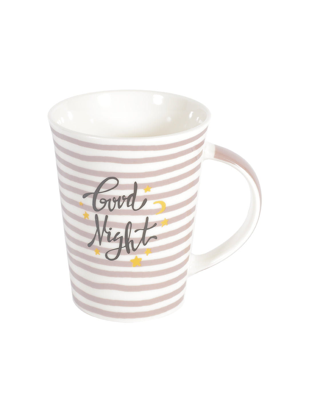 VON CASA 300Ml Ceramic Side Lines Coffee Mug - White