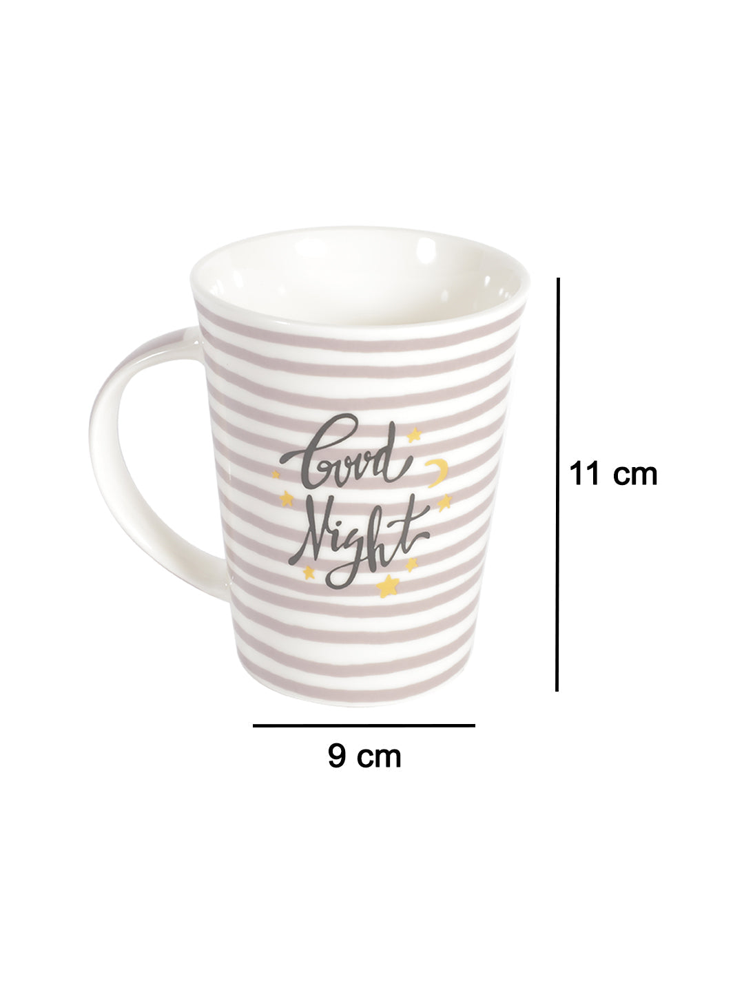 VON CASA 300Ml Ceramic Side Lines Coffee Mug - White