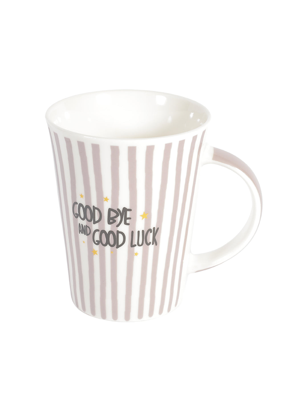 VON CASA 300Ml Ceramic Straight Lines Coffee Mug - White