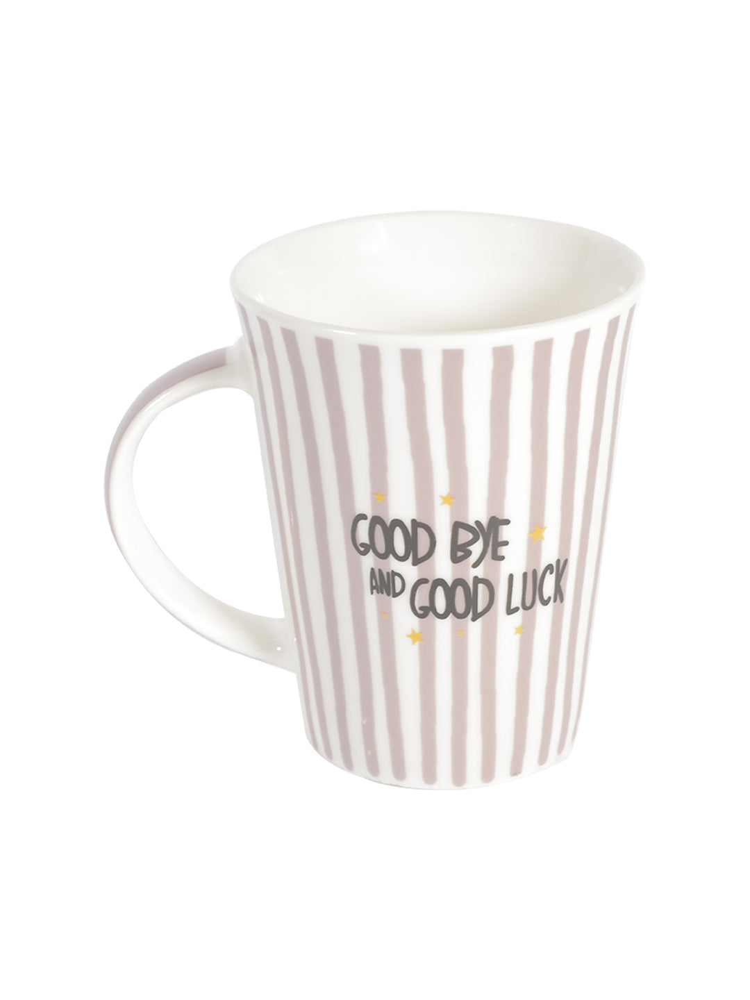 VON CASA 300Ml Ceramic Straight Lines Coffee Mug - White
