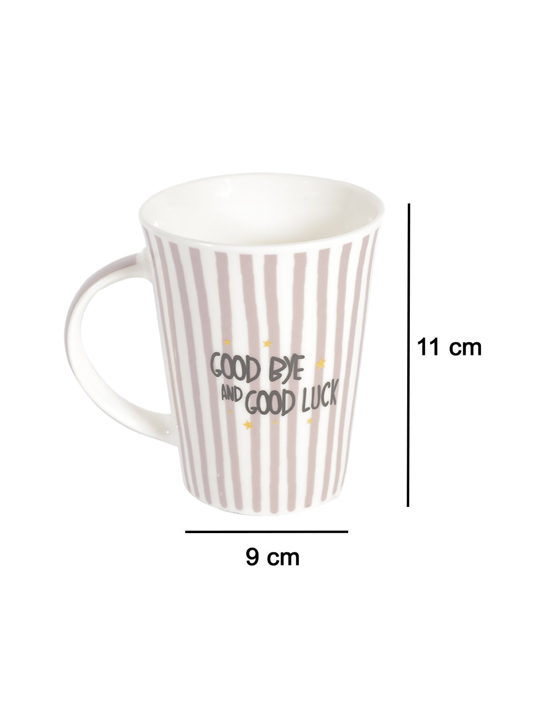 VON CASA 300Ml Ceramic Straight Lines Coffee Mug - White