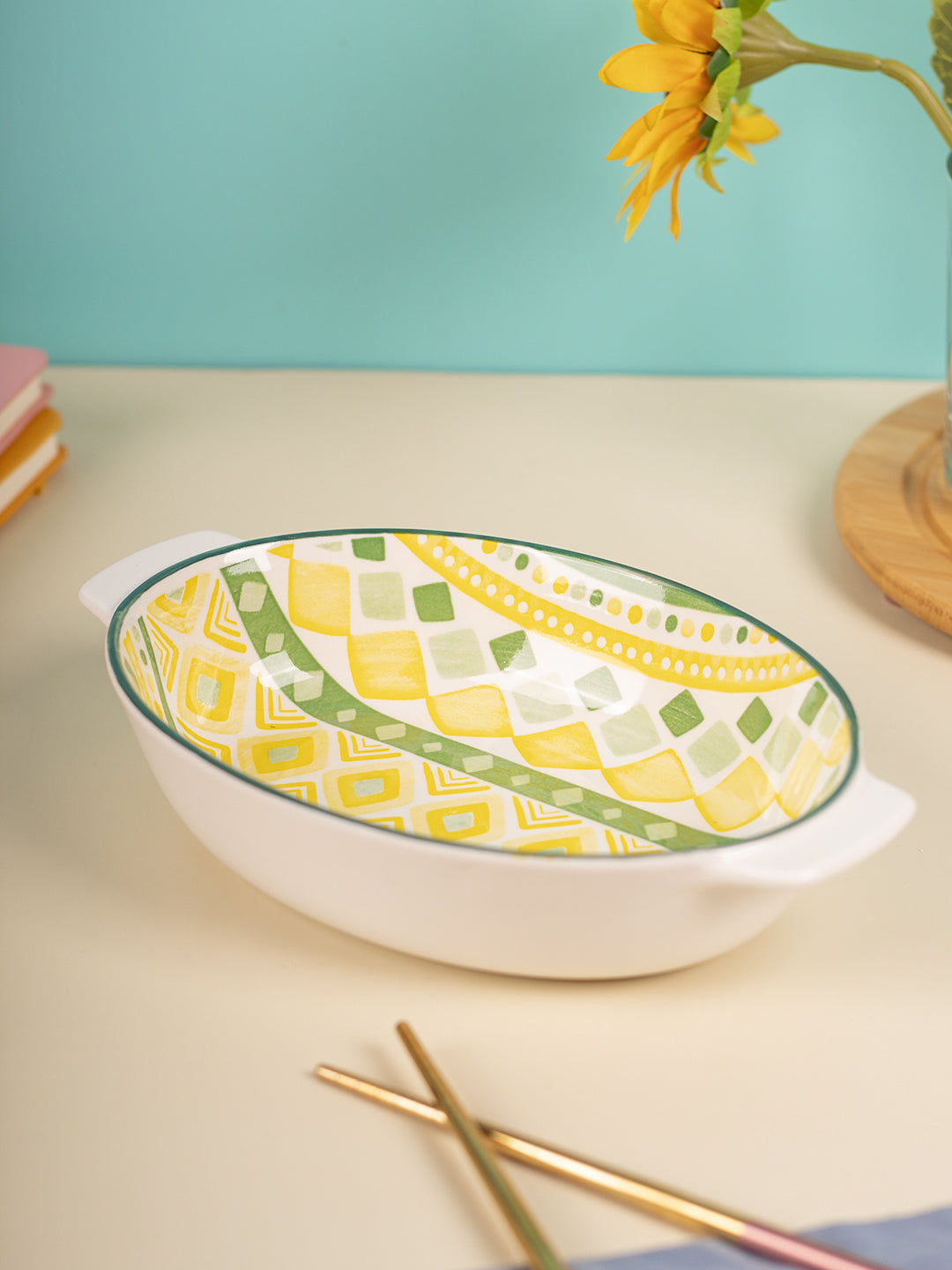 VON CASA Fancy Serving Platters - Yellow, 500Ml