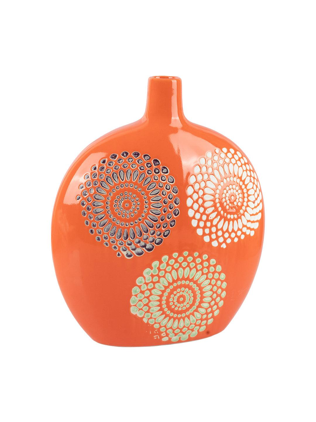 VON CASA Ceramic Multicolor Squared Oval Vase - VON CASA