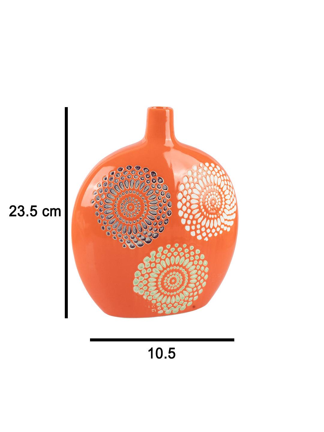 VON CASA Ceramic Multicolor Squared Oval Vase - VON CASA