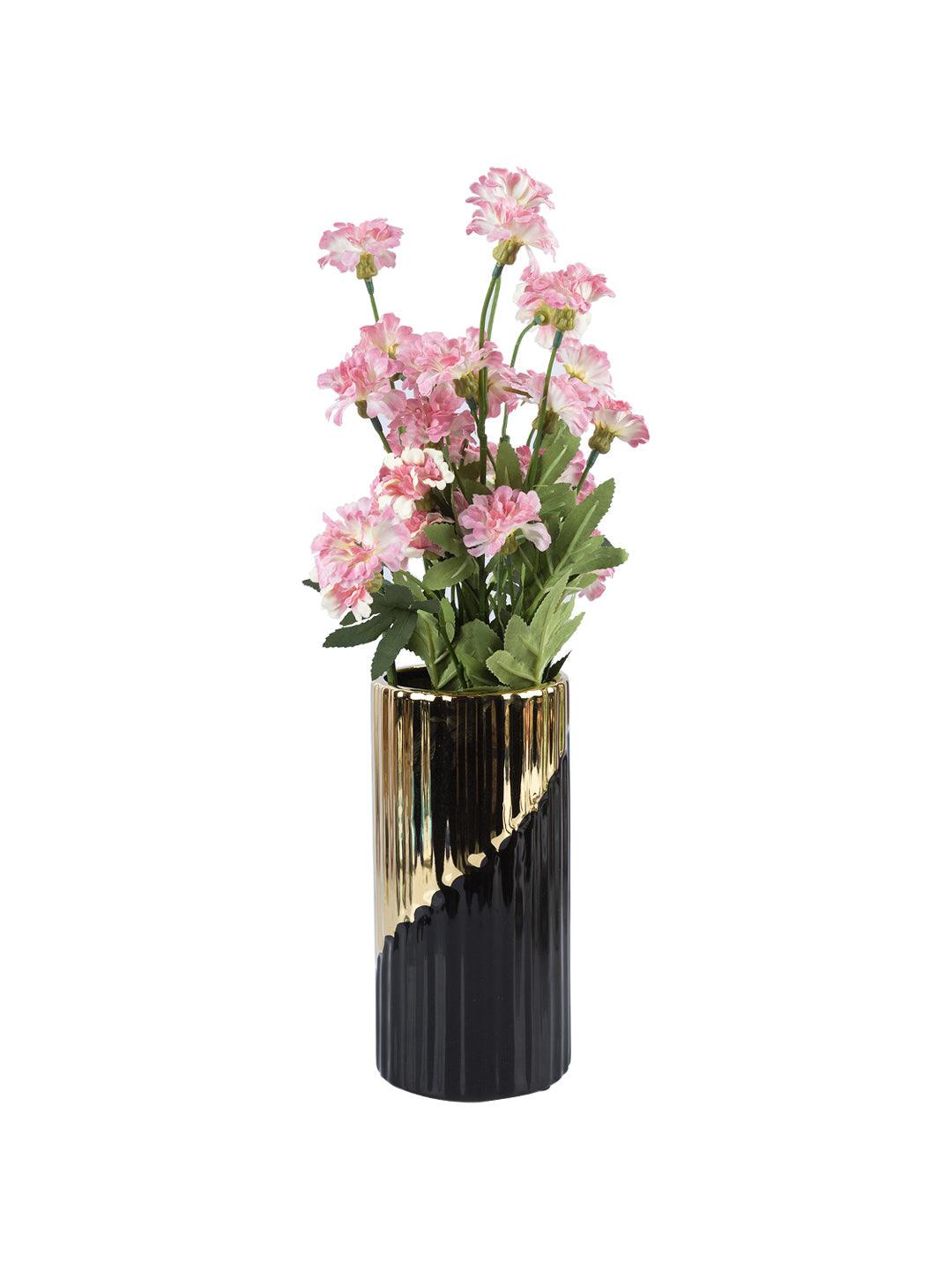 VON CASA Ceramic Gold +Black Cyclendrical Vase - VON CASA