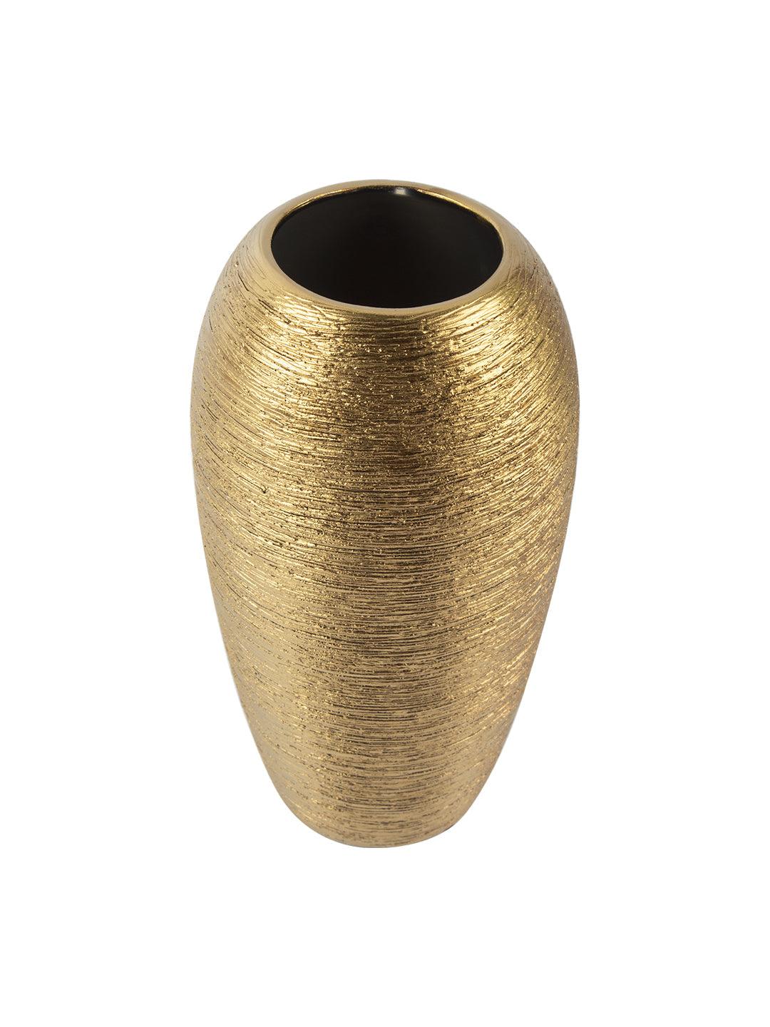 VON CASA Ceramic Gold Oval Shaped Vase - VON CASA