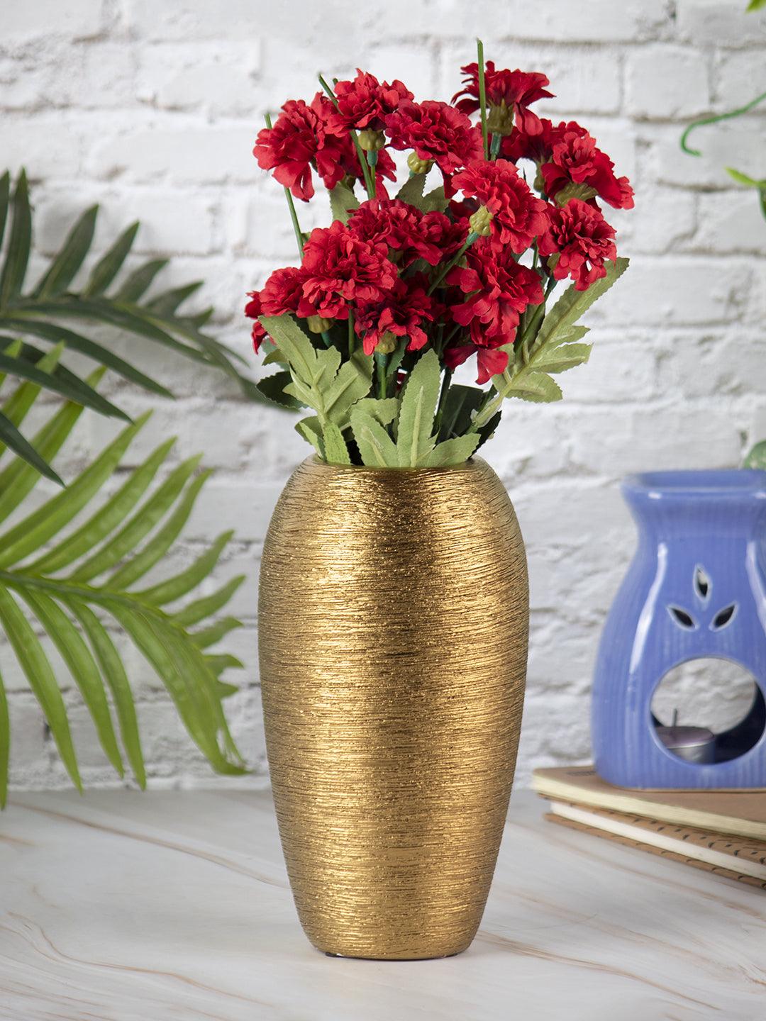 VON CASA Ceramic Gold Oval Shaped Vase - VON CASA