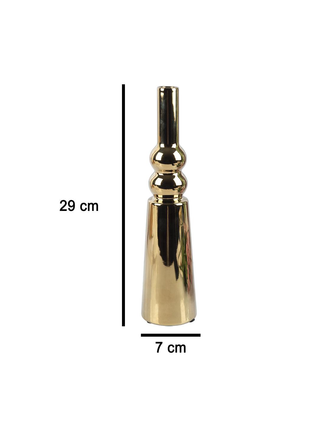 VON CASA Ceramic Gold Triangle Shaped Vase - VON CASA