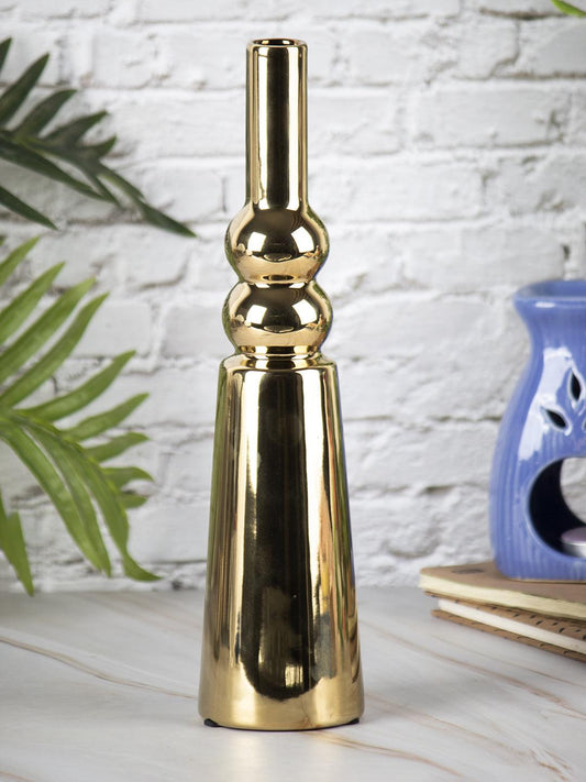 VON CASA Ceramic Gold Triangle Shaped Vase - VON CASA