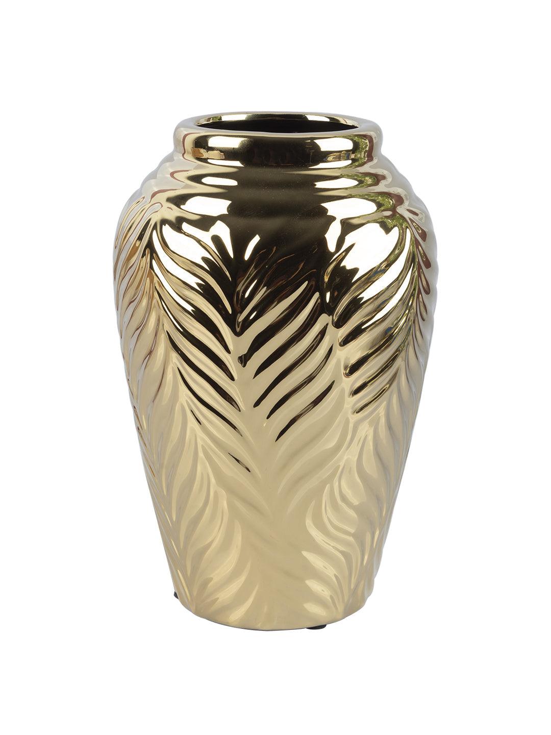VON CASA Ceramic Gold Cyclendrical Vase - VON CASA