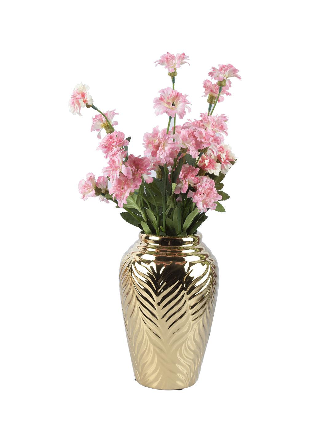 VON CASA Ceramic Gold Cyclendrical Vase - VON CASA