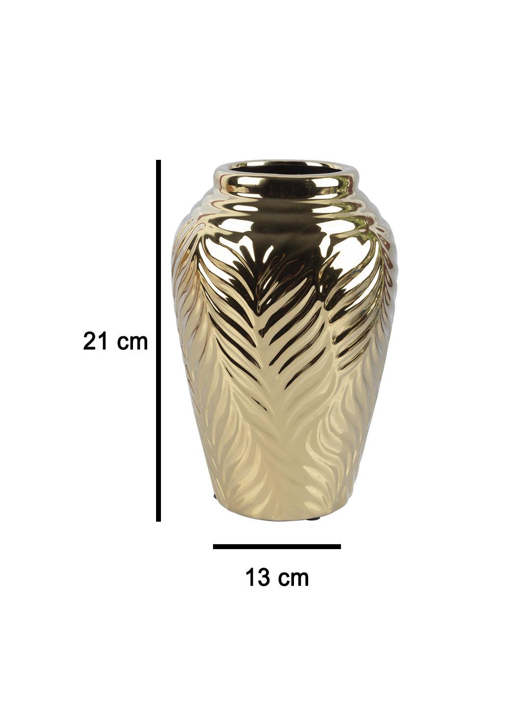 VON CASA Ceramic Gold Cyclendrical Vase - VON CASA