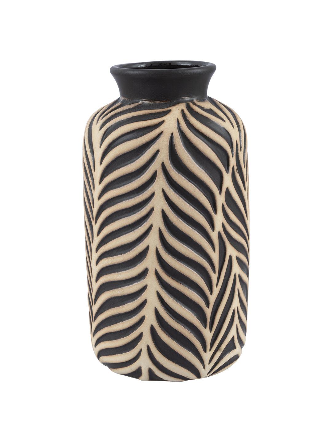 VON CASA Ceramic Black +Grey Cyclendrical Vase - VON CASA