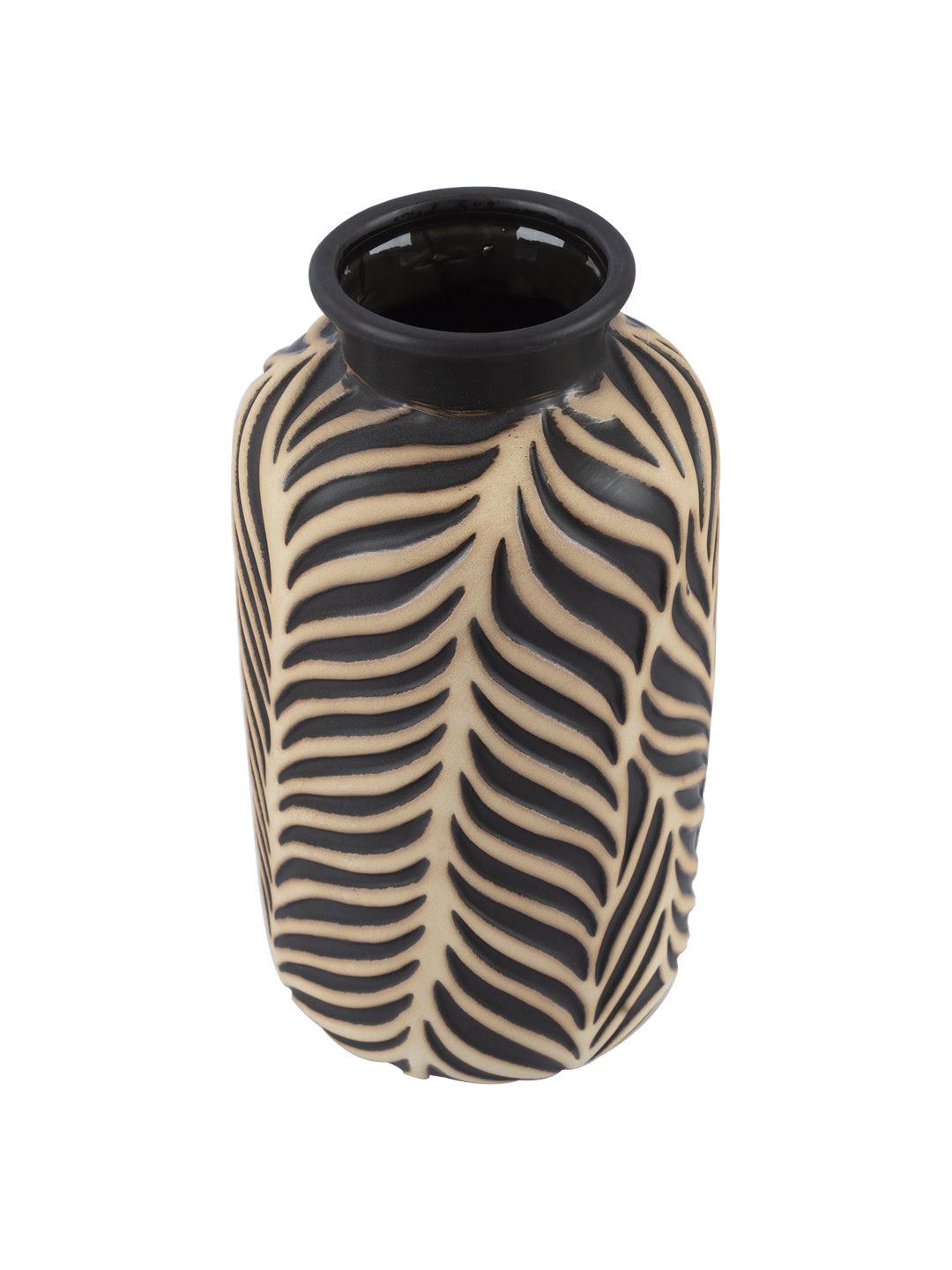 VON CASA Ceramic Black +Grey Cyclendrical Vase - VON CASA