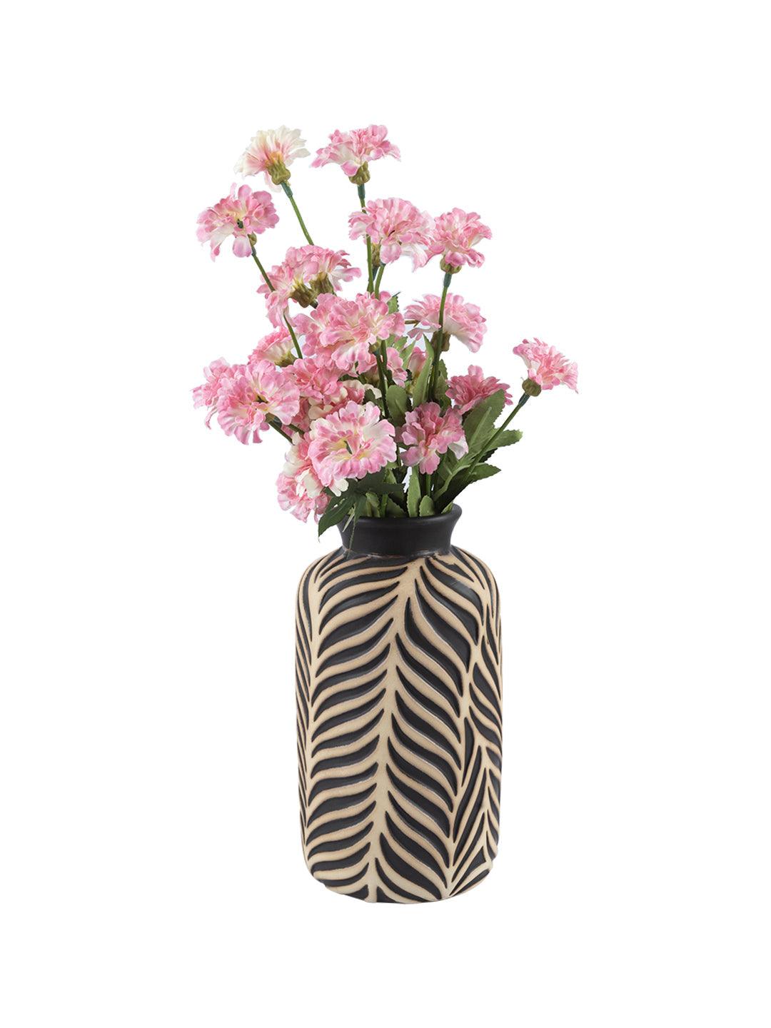 VON CASA Ceramic Black +Grey Cyclendrical Vase - VON CASA