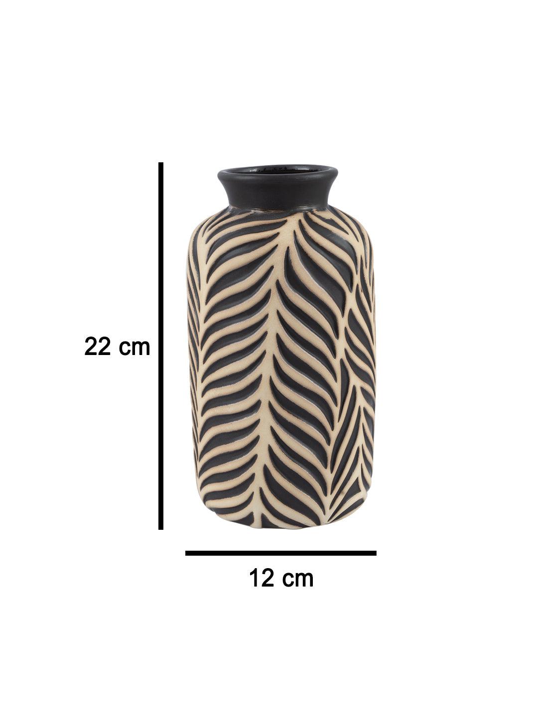 VON CASA Ceramic Black +Grey Cyclendrical Vase - VON CASA