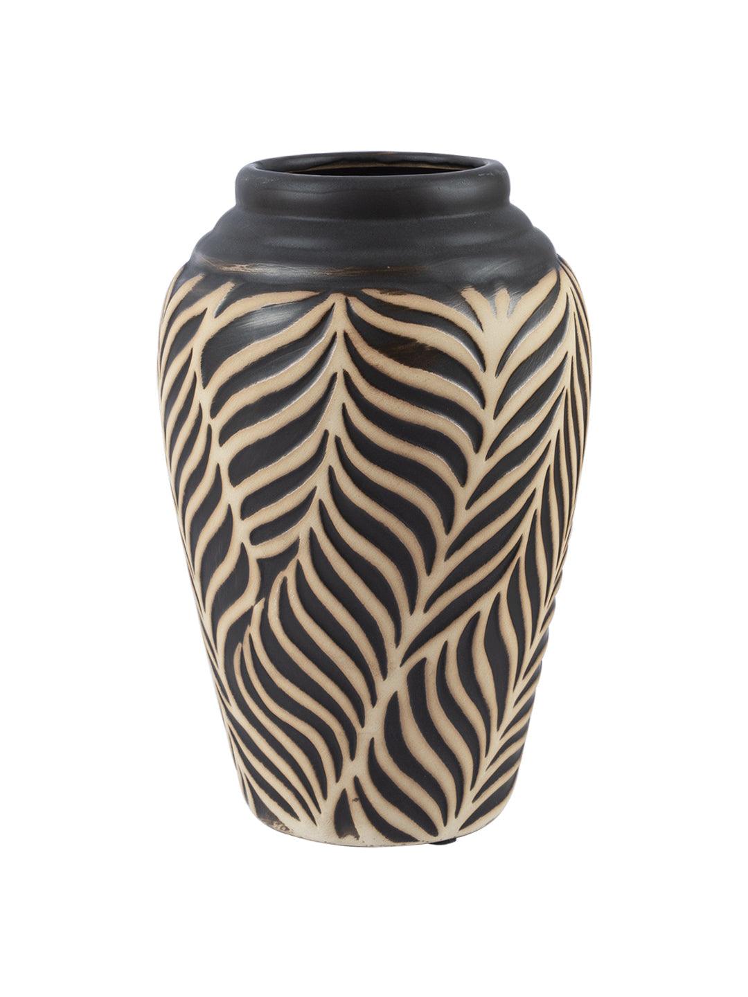 VON CASA Ceramic Black +Grey Cyclendrical Vase - VON CASA