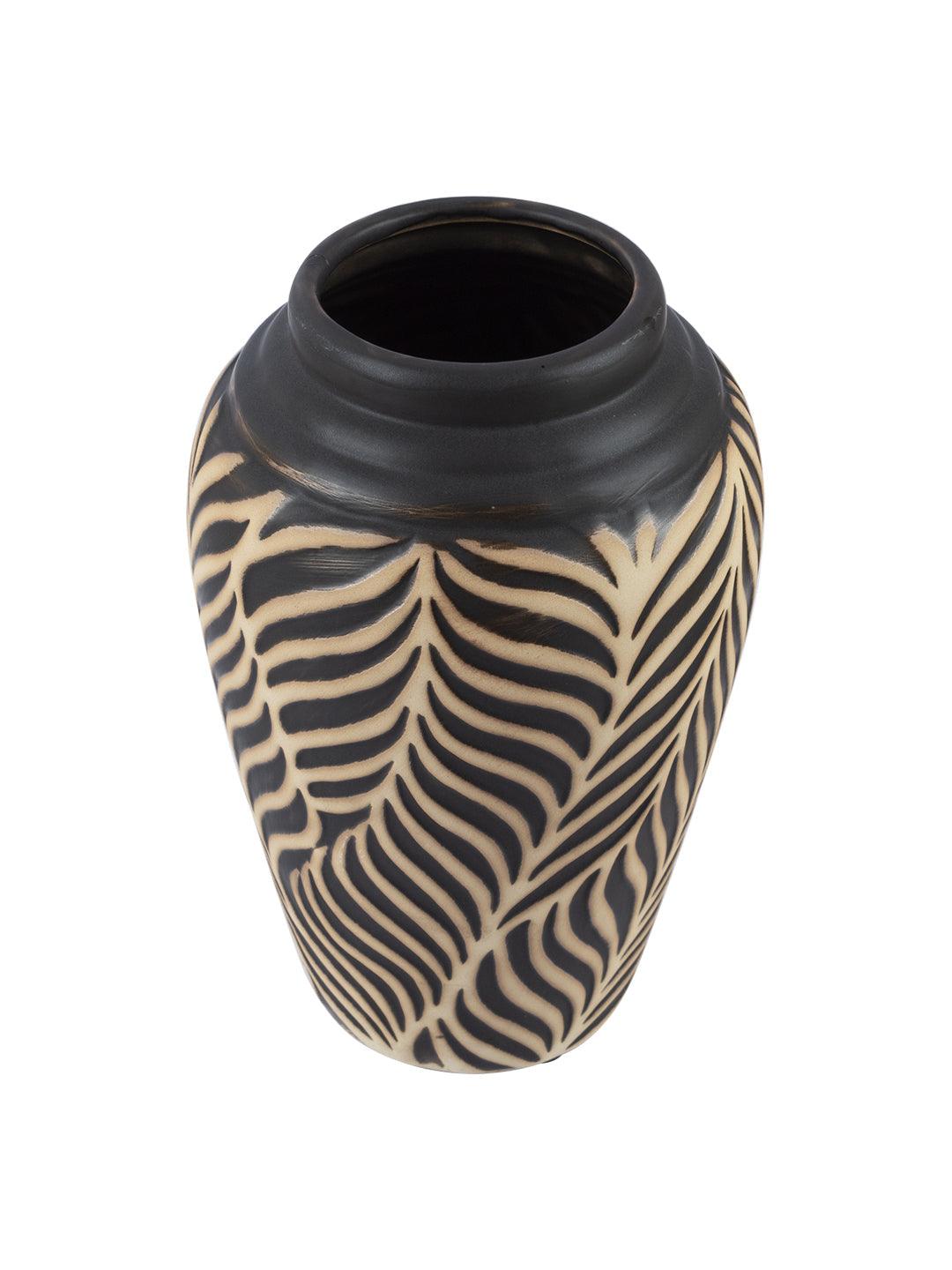 VON CASA Ceramic Black +Grey Cyclendrical Vase - VON CASA