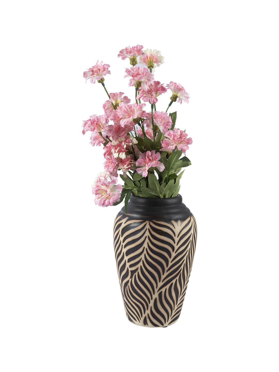 VON CASA Ceramic Black +Grey Cyclendrical Vase - VON CASA