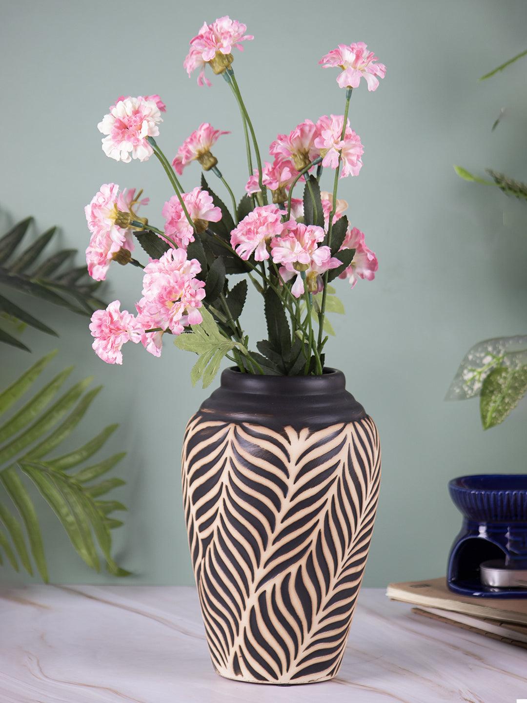 VON CASA Ceramic Black +Grey Cyclendrical Vase - VON CASA