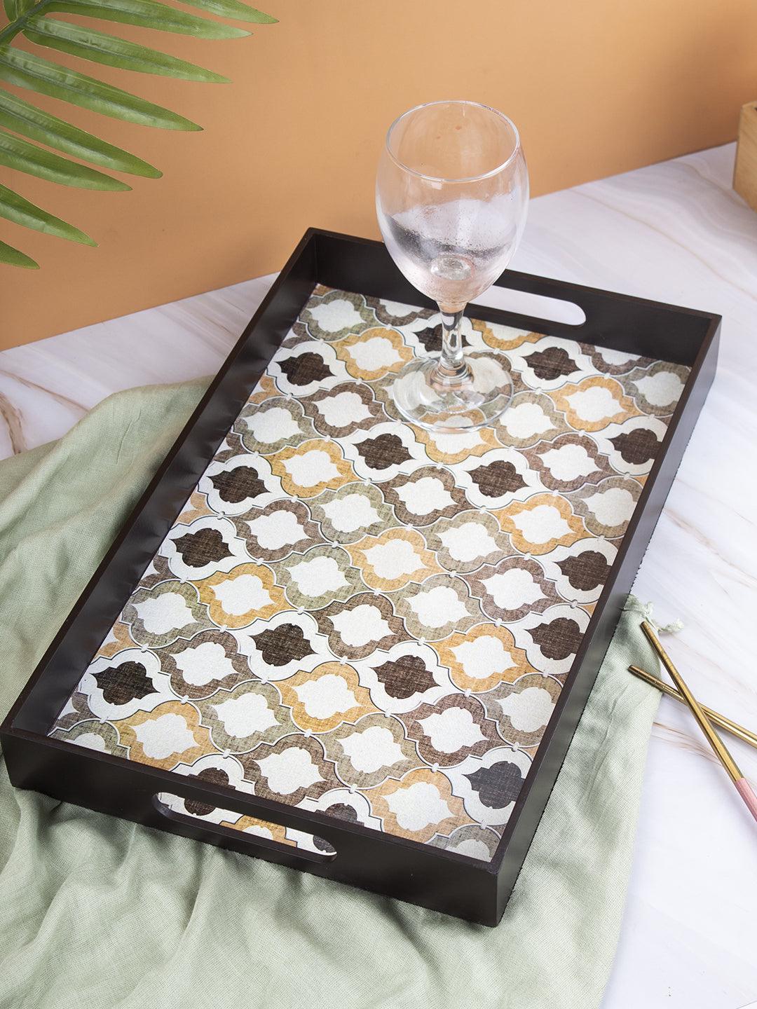 VON CASA Brown Rectangular Tray with Handle - Von Casa - VON CASA