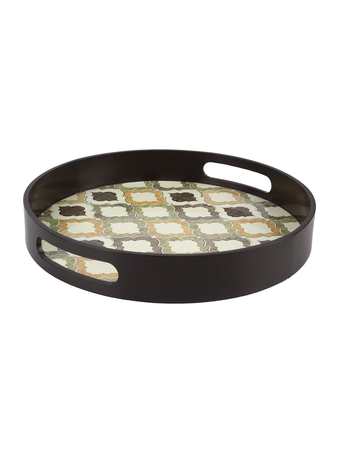VON CASA Brown Round Tray with handle - Von Casa - VON CASA