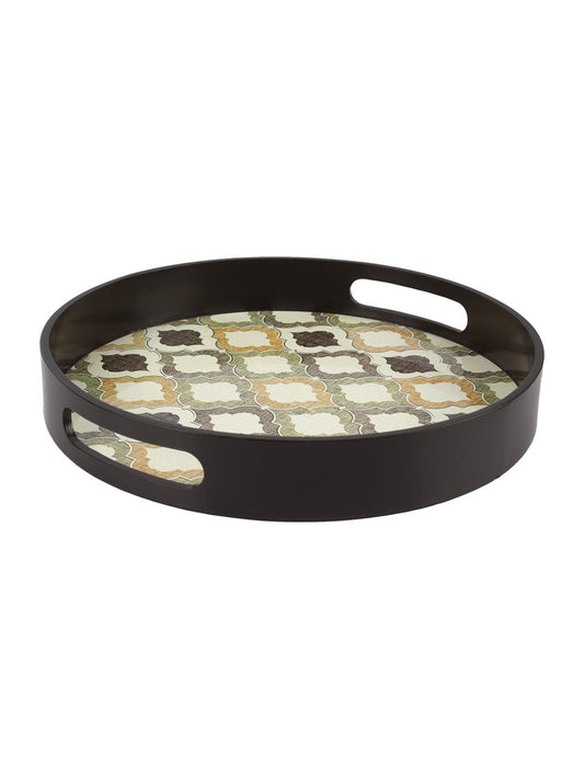 VON CASA Brown Round Tray with handle - Von Casa - VON CASA