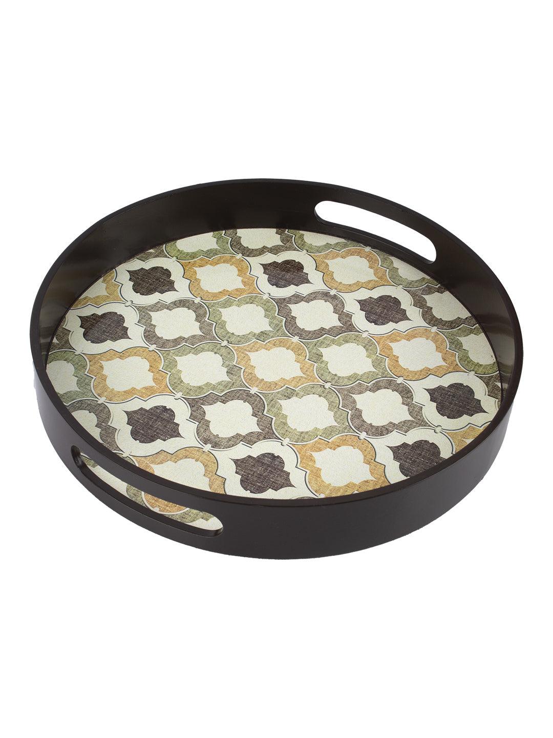 VON CASA Brown Round Tray with handle - Von Casa - VON CASA