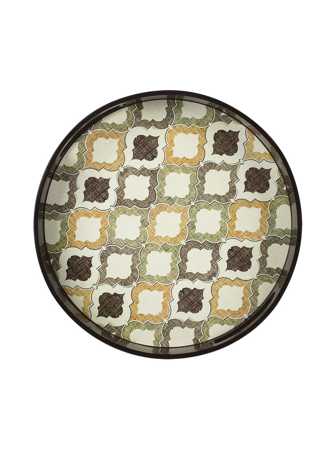 VON CASA Brown Round Tray with handle - Von Casa - VON CASA