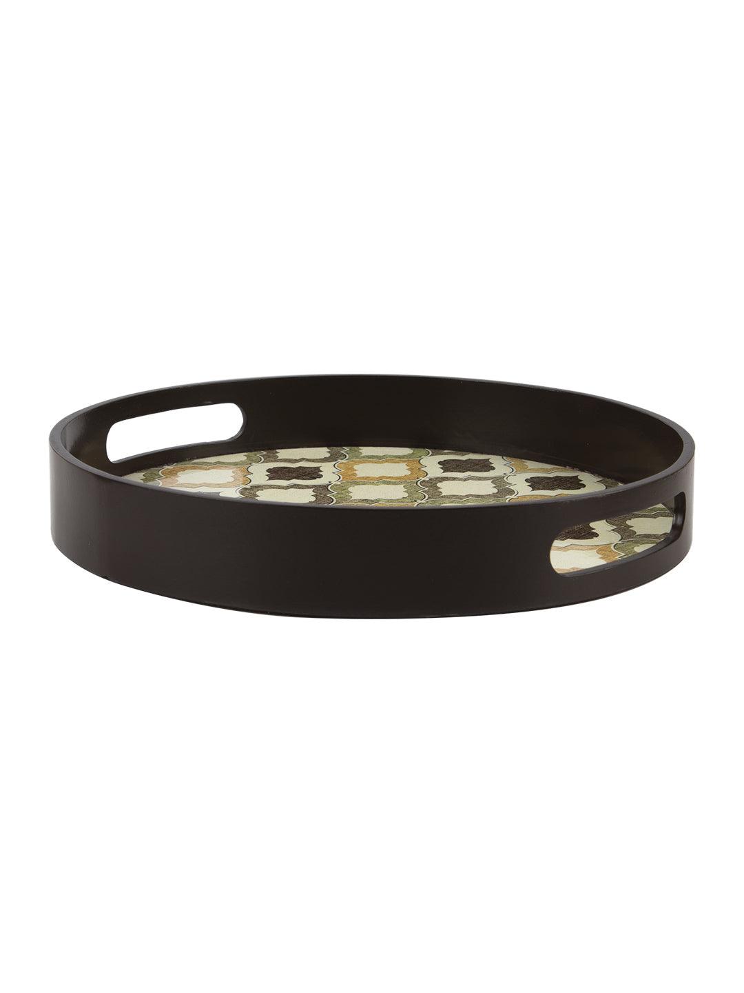 VON CASA Brown Round Tray with handle - Von Casa - VON CASA