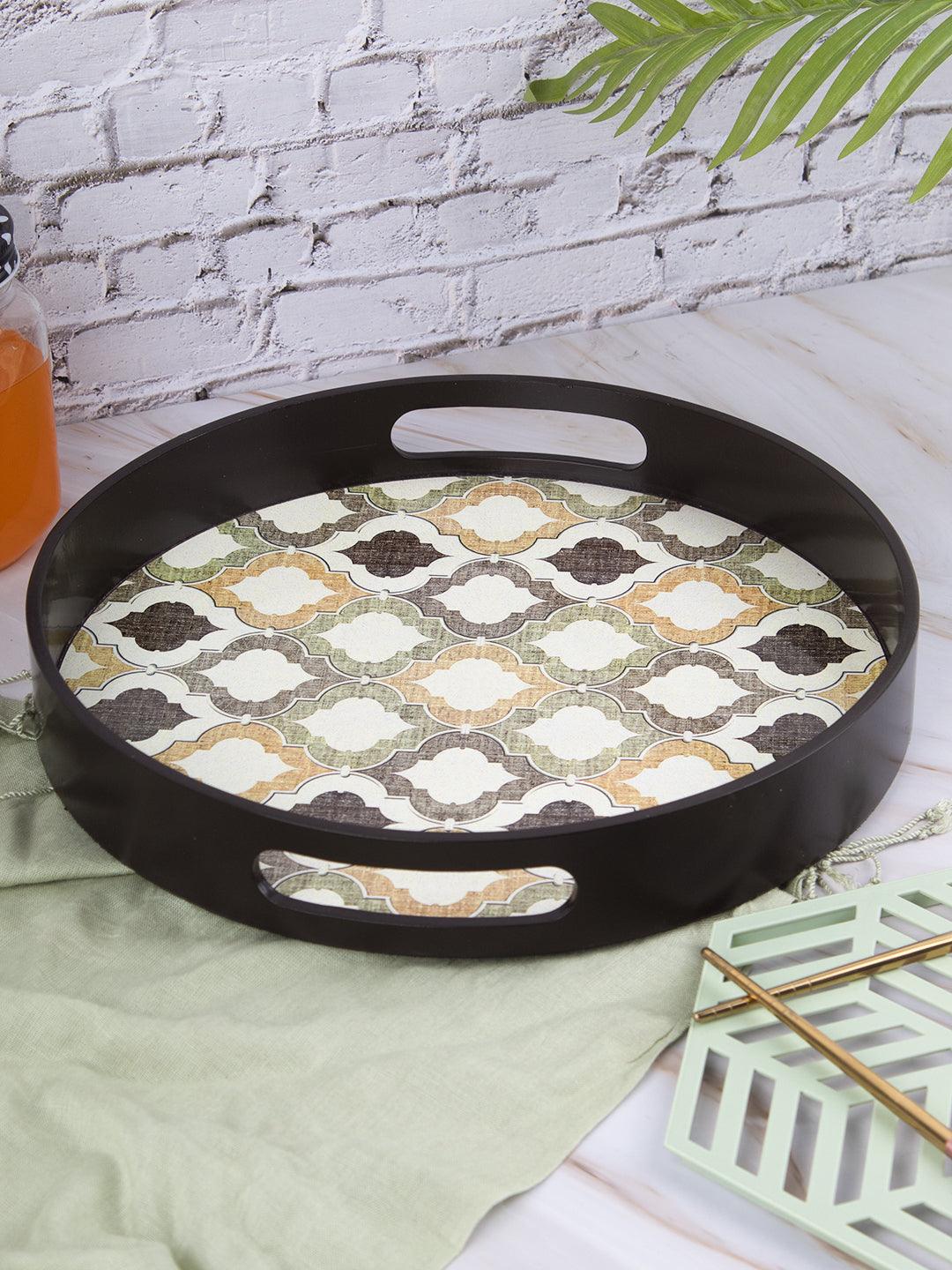 VON CASA Brown Round Tray with handle - Von Casa - VON CASA