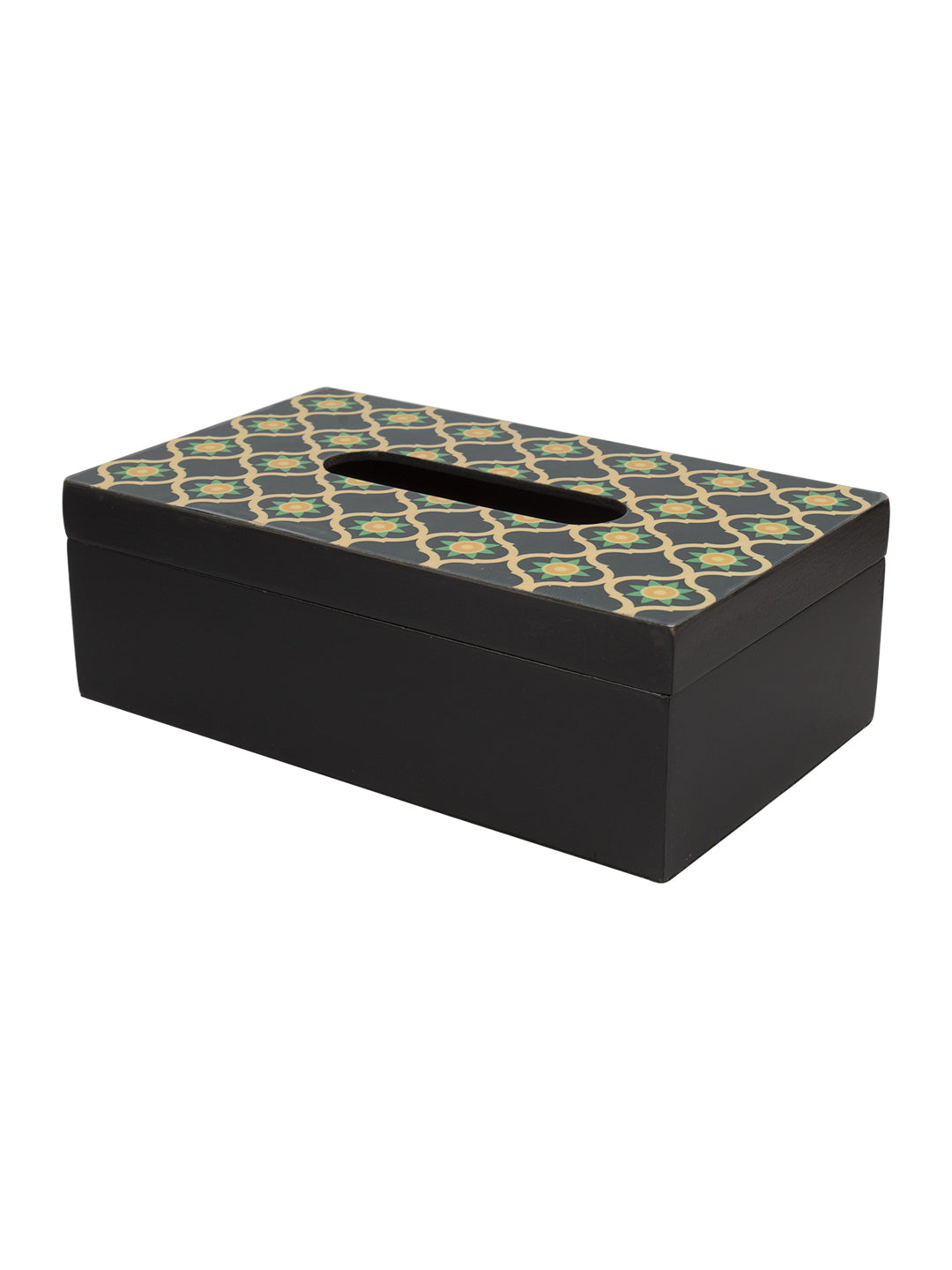 Mdf Green & Black Rectangular Tissue Box