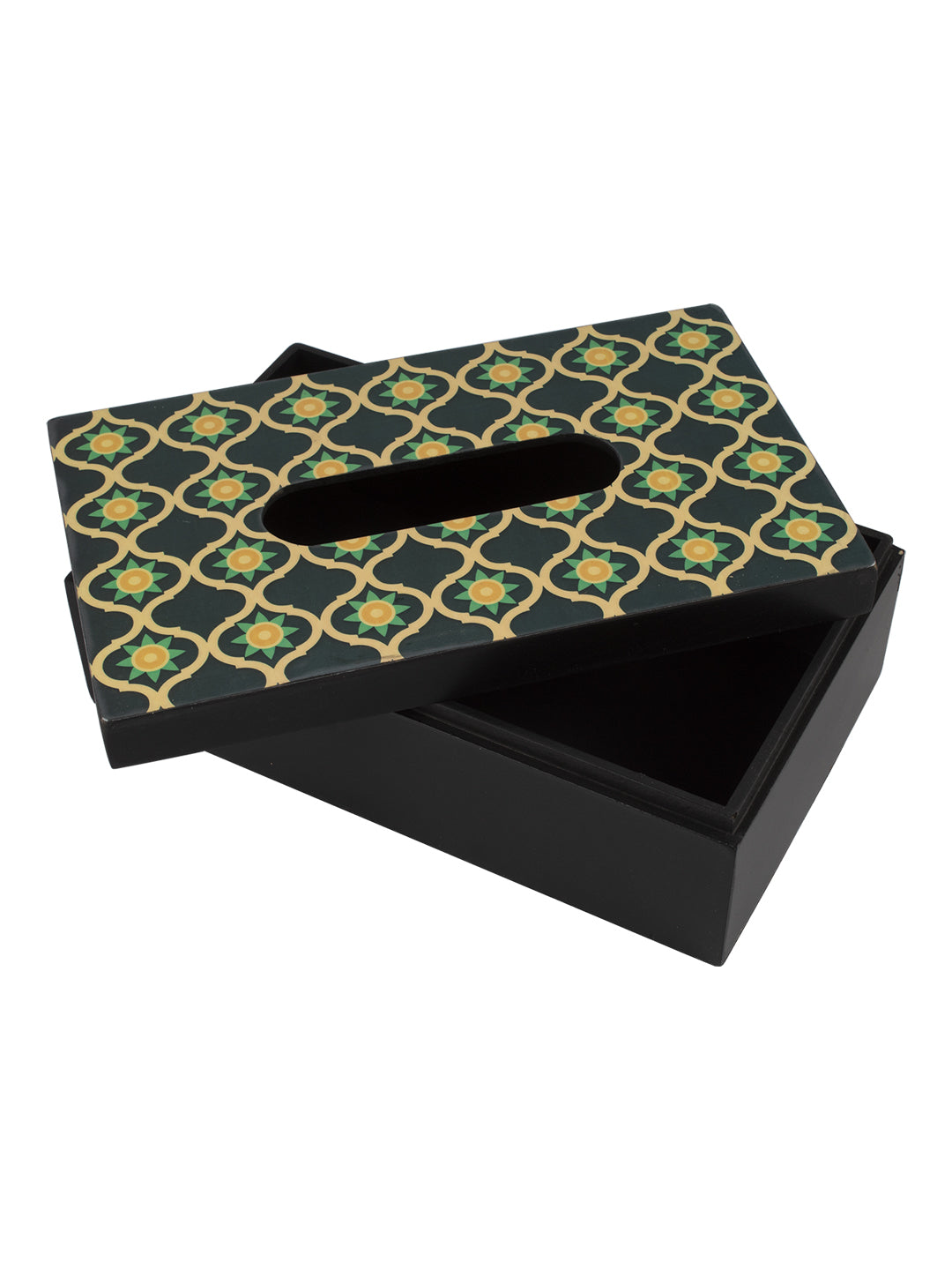 Mdf Green & Black Rectangular Tissue Box