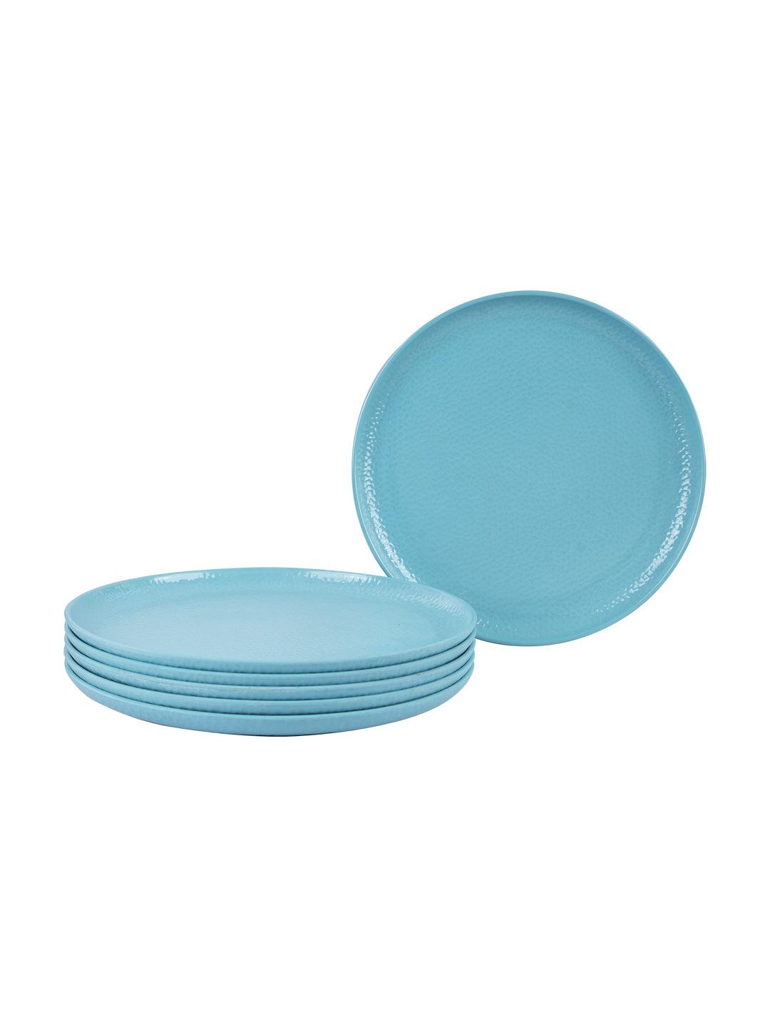 VON CASA Melamine Round Full Plate - Set of 6, Turquoise