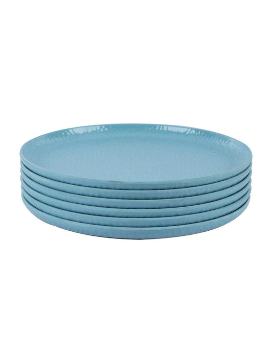 VON CASA Melamine Round Quarter Plate - Set of 6, Turquoise