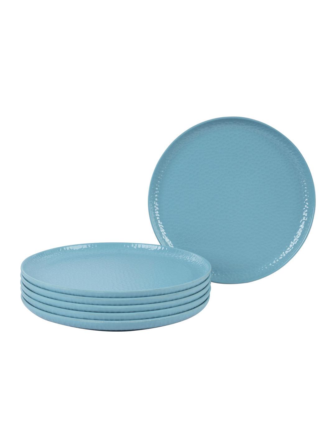 VON CASA Melamine Round Quarter Plate - Set of 6, Turquoise