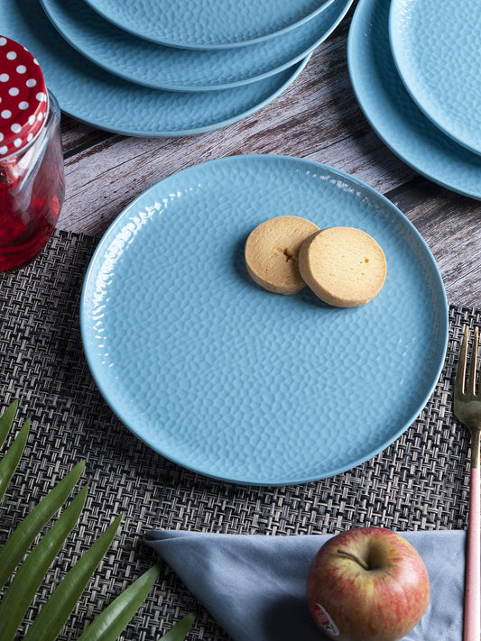 VON CASA Melamine Round Quarter Plate - Set of 6, Turquoise