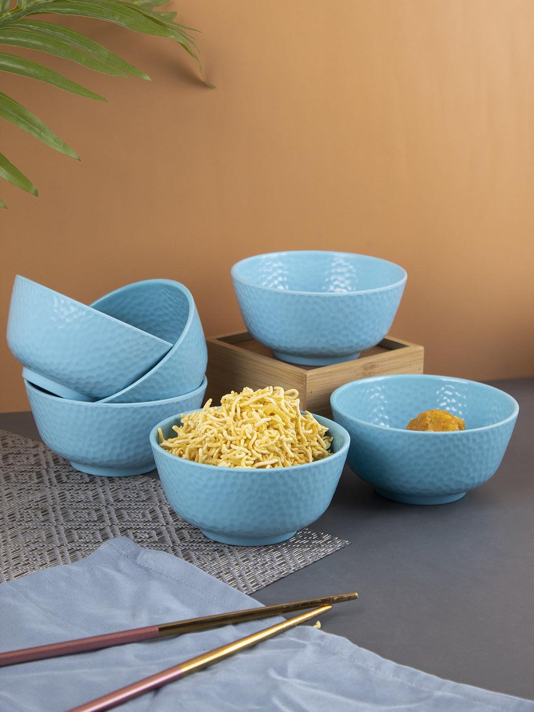 VON CASA Melamine Round Soup Bowl - Set of 6, Turquoise