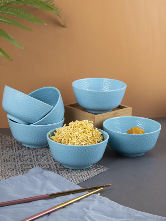 VON CASA Melamine Round Soup Bowl - Set of 6, Turquoise