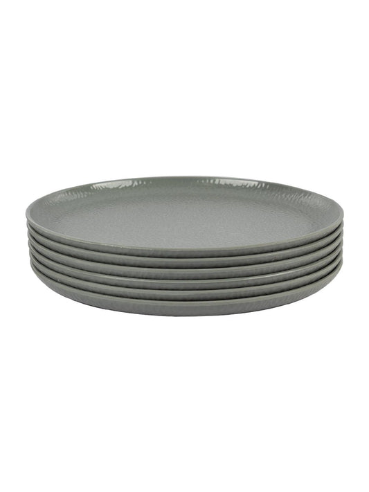 VON CASA Melamine Round Full Plate - Set of 6, Grey