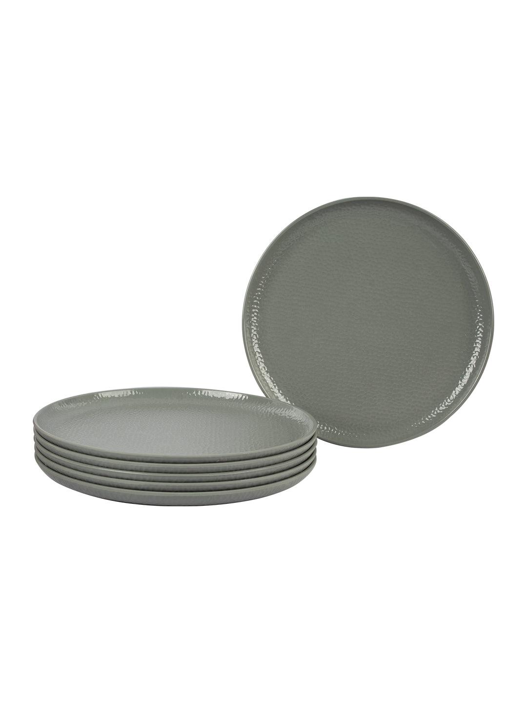 VON CASA Melamine Round Full Plate - Set of 6, Grey