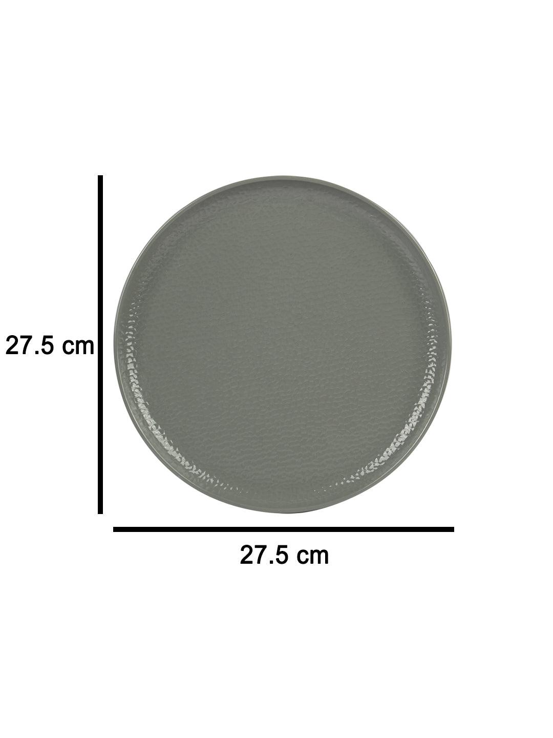 VON CASA Melamine Round Full Plate - Set of 6, Grey