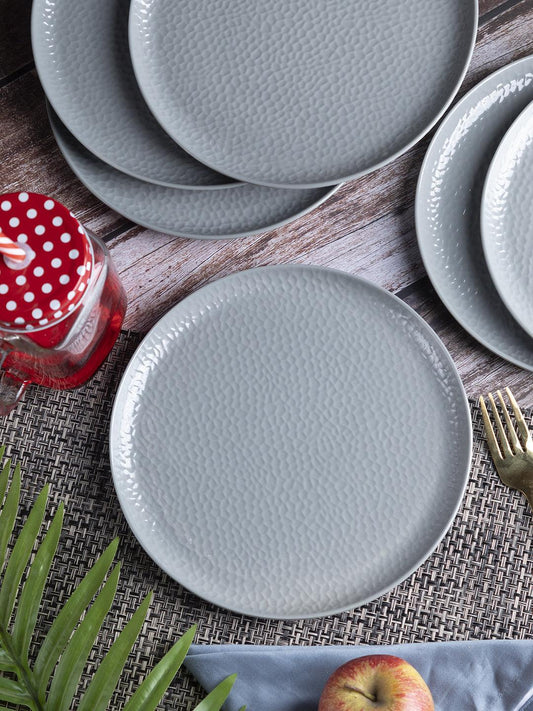 VON CASA Melamine Round Quarter Plate - Set of 6, Grey