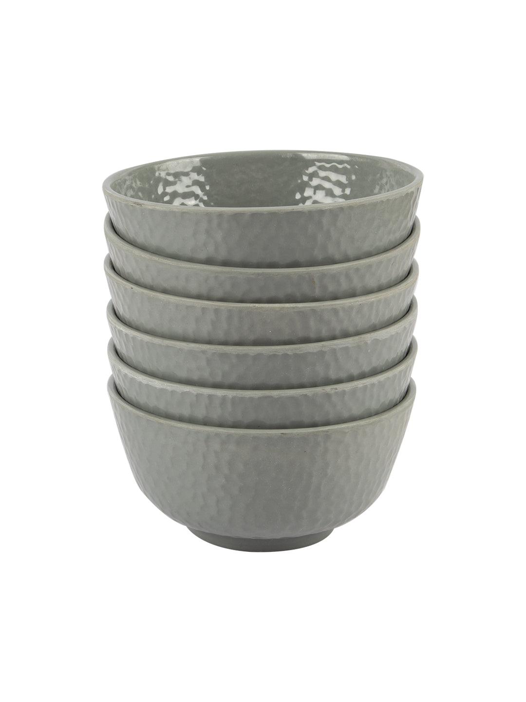 VON CASA Melamine Round Soup Bowl - Set of 6, Grey