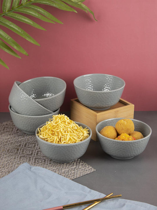 VON CASA Melamine Round Soup Bowl - Set of 6, Grey