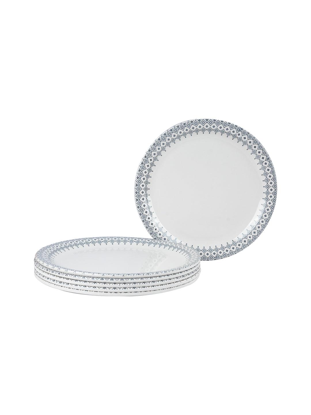 VON CASA Melamine White Round Quarter Plate - Set of 6, White