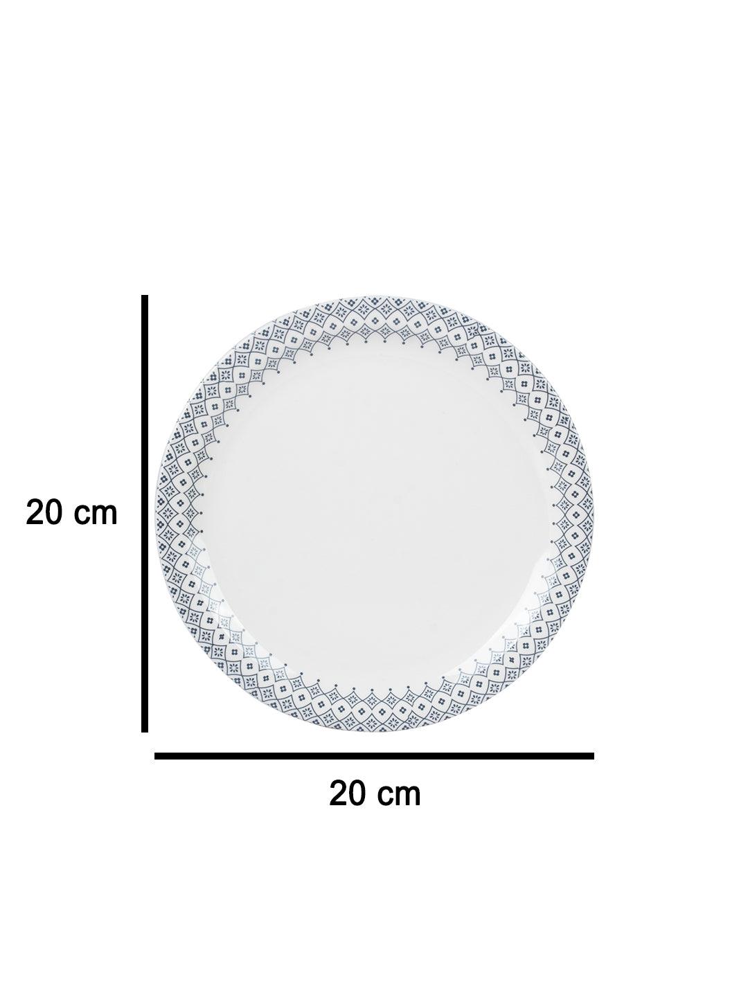 VON CASA Melamine White Round Quarter Plate - Set of 6, White