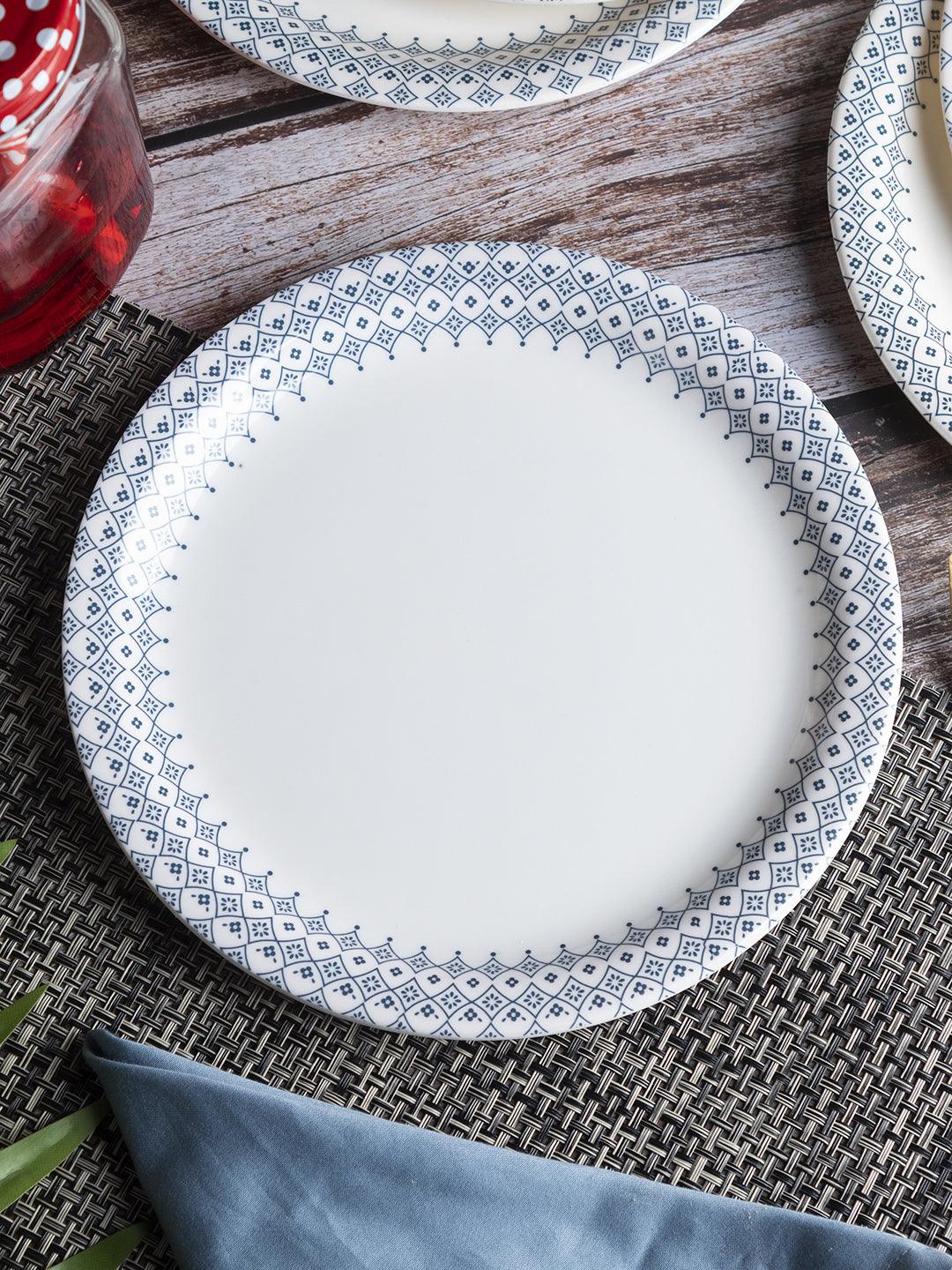 VON CASA Melamine White Round Quarter Plate - Set of 6, White