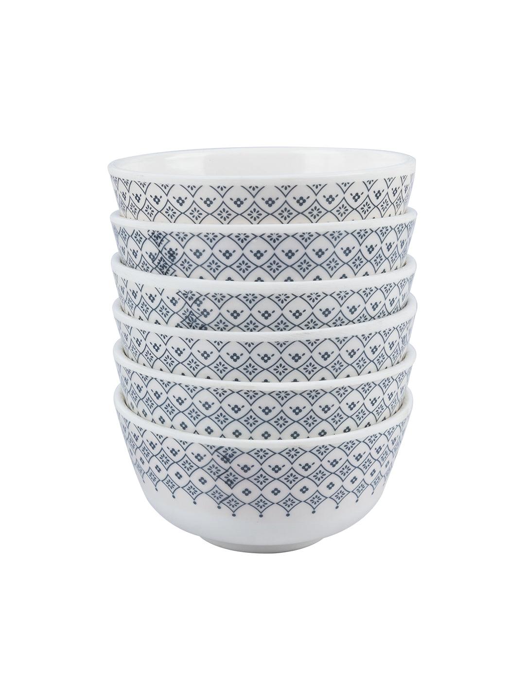 VON CASA Melamine Round Soup Bowl - Set of 6, White
