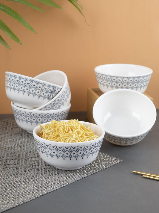 VON CASA Melamine Round Soup Bowl - Set of 6, White